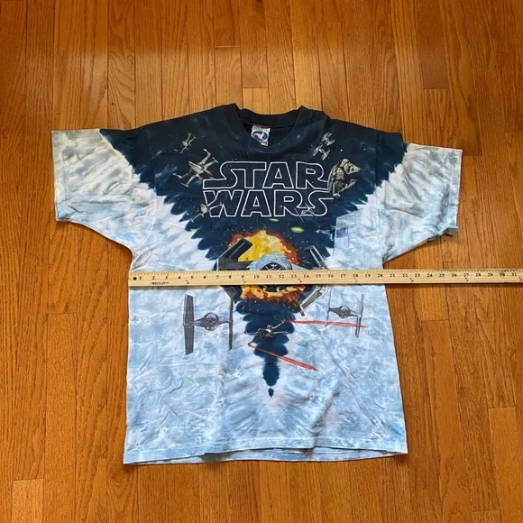 Vintage Liquid Blue Star Wars T Shirt Darth Vader X Wing Tie Starfighter - Picture 3 of 7